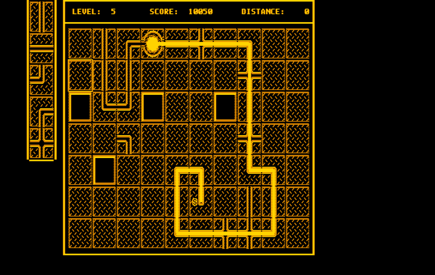 Pipe Dream IBM PC/Compatibles Screenshot: Use the pipe parts already placed on the board to slow down the flooz...