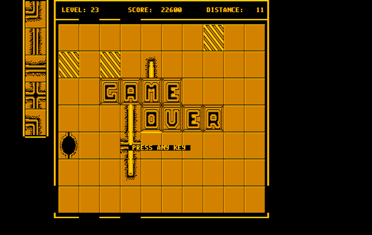 Pipe Dream IBM PC/Compatibles Screenshot: Game over.