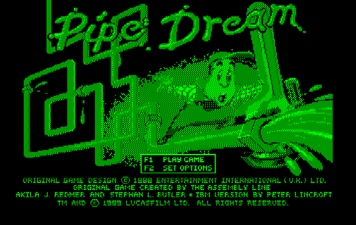 Pipe Dream IBM PC/Compatibles Screenshot: Title screen.