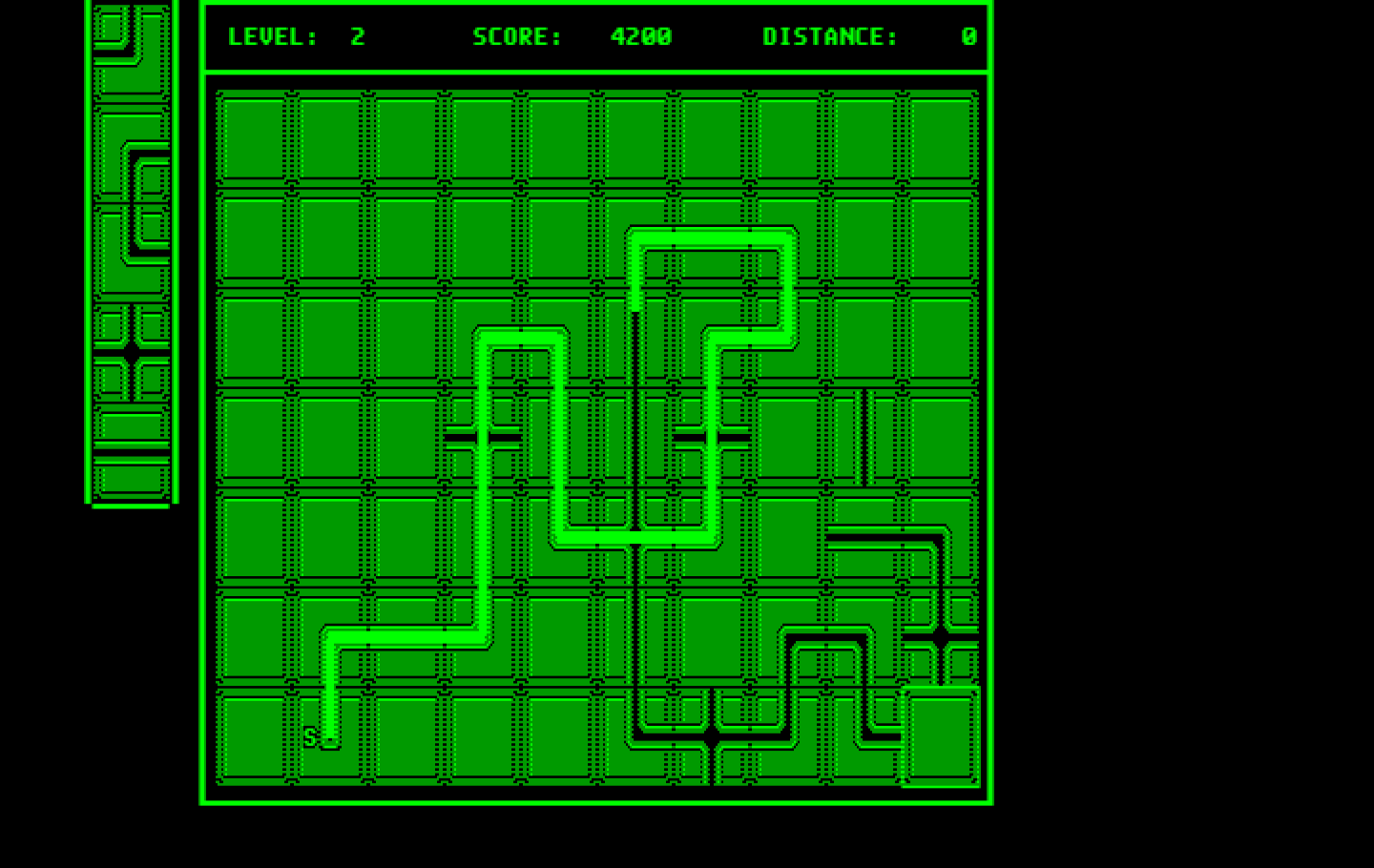 Pipe Dream IBM PC/Compatibles Screenshot: The remaining distance is now 0, so the level is complete...