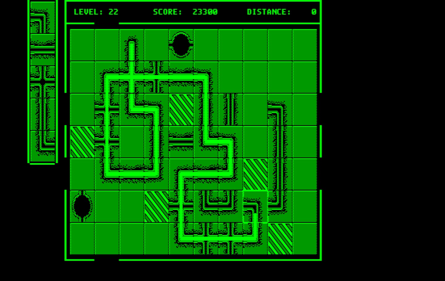 Pipe Dream IBM PC/Compatibles Screenshot: I better hurry, the flooz is almost to the end of the pipe!