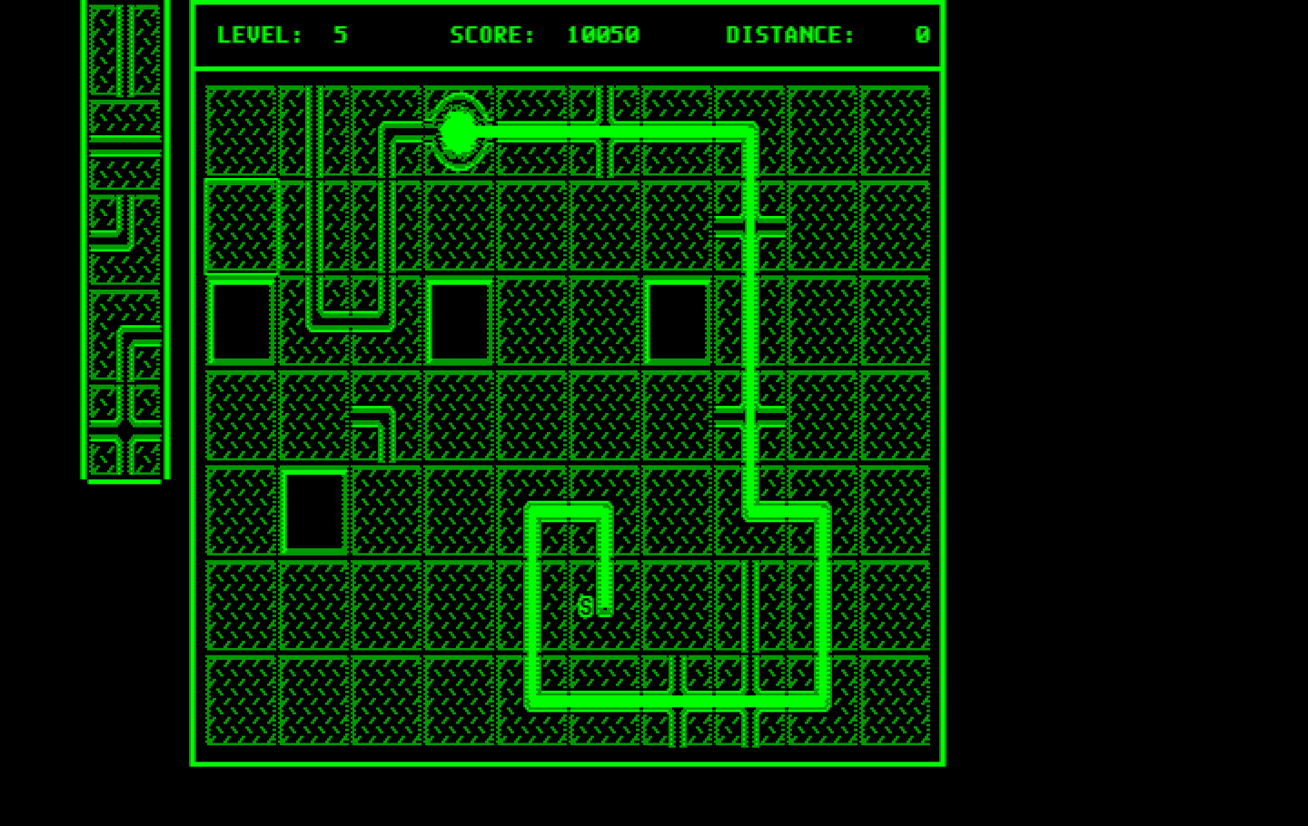 Pipe Dream IBM PC/Compatibles Screenshot: Use the pipe parts already placed on the board to slow down the flooz...