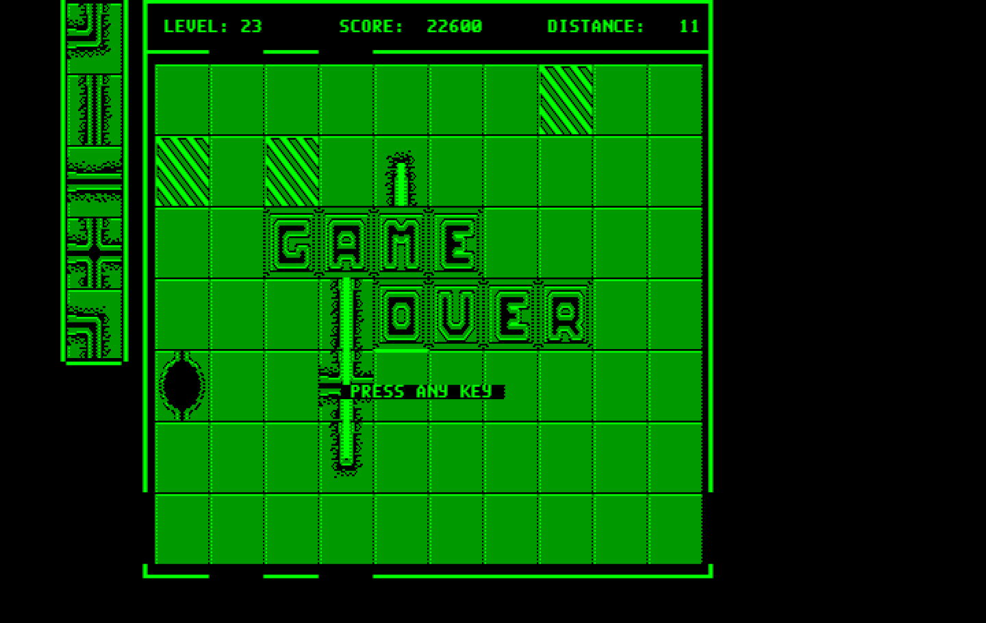Pipe Dream IBM PC/Compatibles Screenshot: Game over.