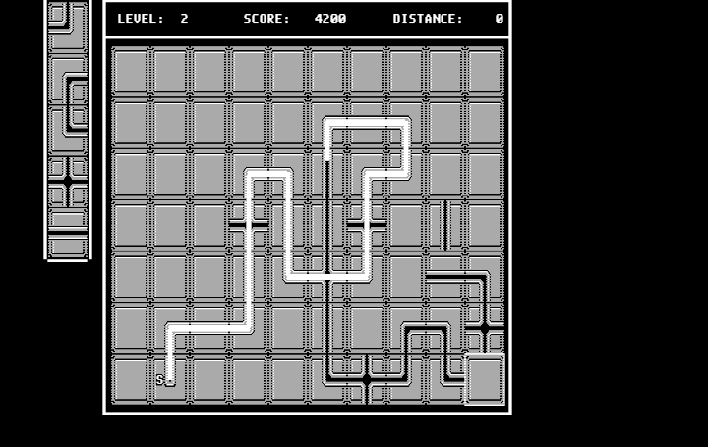 Pipe Dream IBM PC/Compatibles Screenshot: The remaining distance is now 0, so the level is complete...