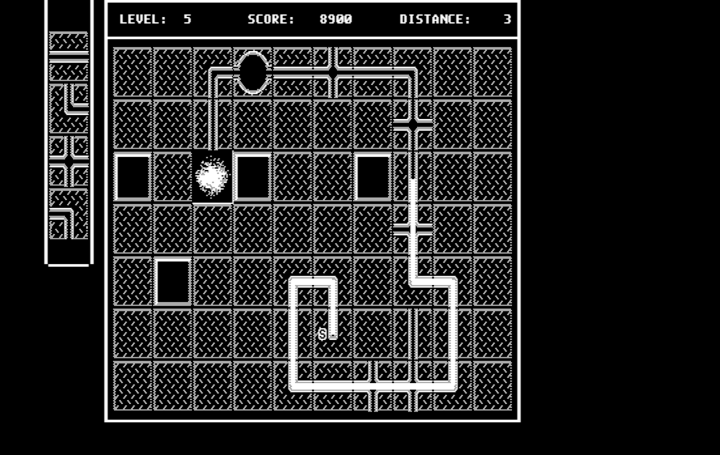 Pipe Dream IBM PC/Compatibles Screenshot: Pipe pieces explode if you place them on an occupied location...