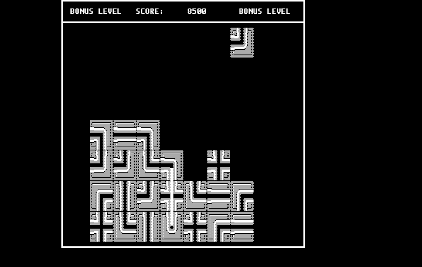 Pipe Dream IBM PC/Compatibles Screenshot: Bonus round; build a pipe by dropping blocks into place.