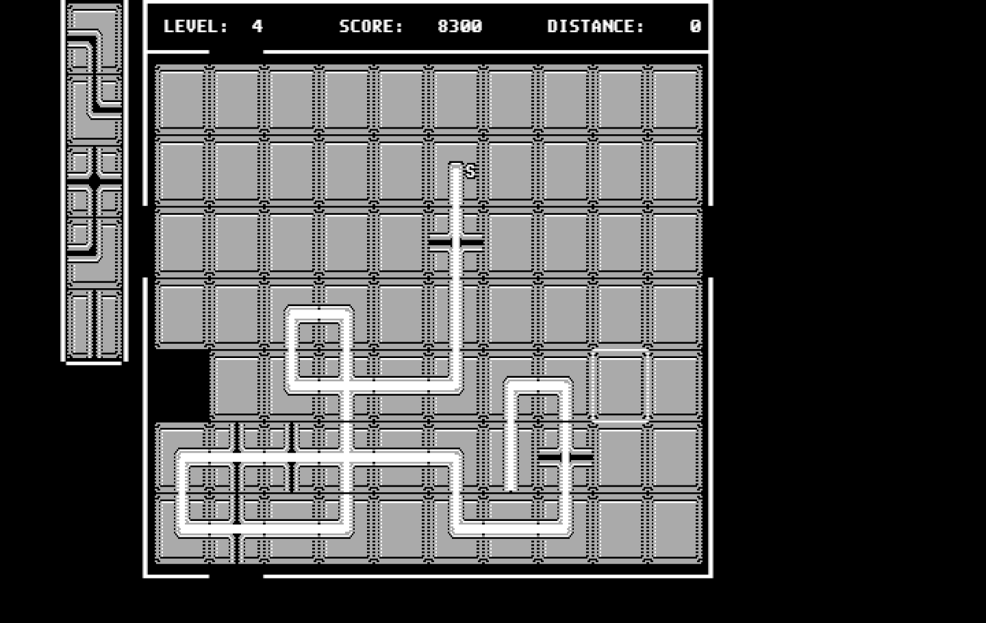 Pipe Dream IBM PC/Compatibles Screenshot: Bonus points are earned if the flooz crosses over itself.