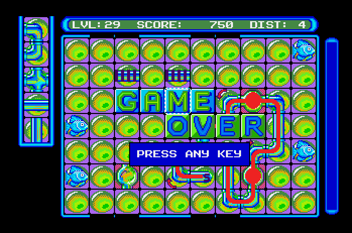Pipe Dream Apple IIgs Screenshot: Game over.
