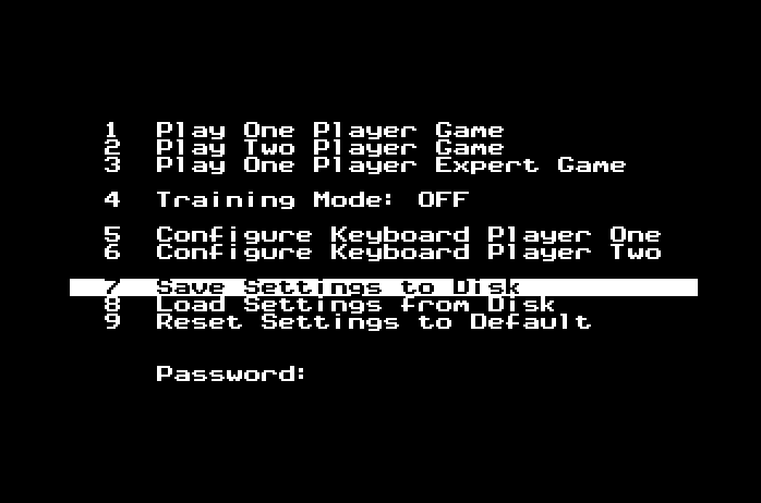 Pipe Dream Apple IIgs Screenshot: Game options menu.