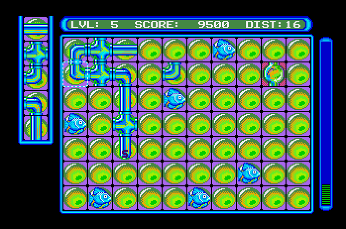 Pipe Dream Apple IIgs Screenshot: Each round begins with a short delay before the flooz begins to flow...