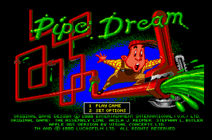 Pipe Dream Apple IIgs Screenshot: Title screen.