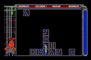 Pipe Dream for Apple IIgs - Bonus round; drop boxes into place to form a path.
