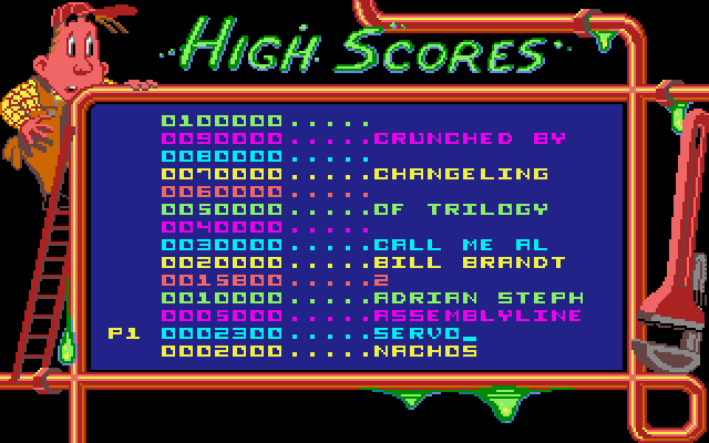 Pipe Dream Amiga Screenshot: High scores.