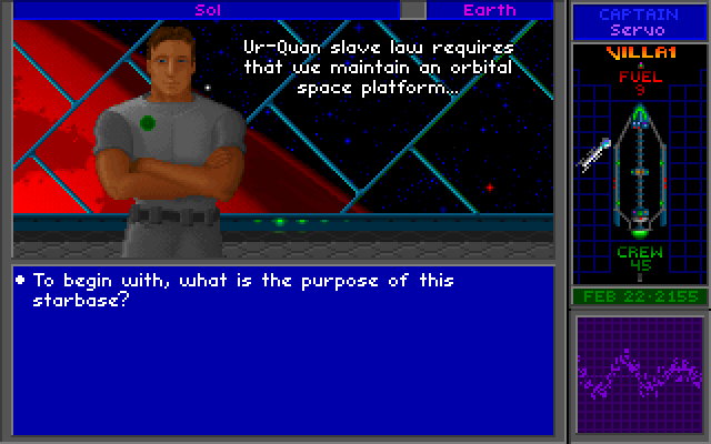 Star Control II IBM PC/Compatibles Screenshot: Talking with the commander of the station orbiting Earth.