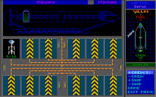 Star Control II IBM PC/Compatibles Screenshot: Visit the shipyard to add supplies and crew for your voyages....