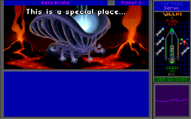 Star Control II IBM PC/Compatibles Screenshot: Talking at the Mycon homeworld...