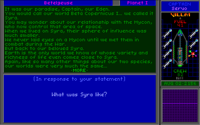 Star Control II IBM PC/Compatibles Screenshot: You can view the full text of conversations instead of the graphics too.