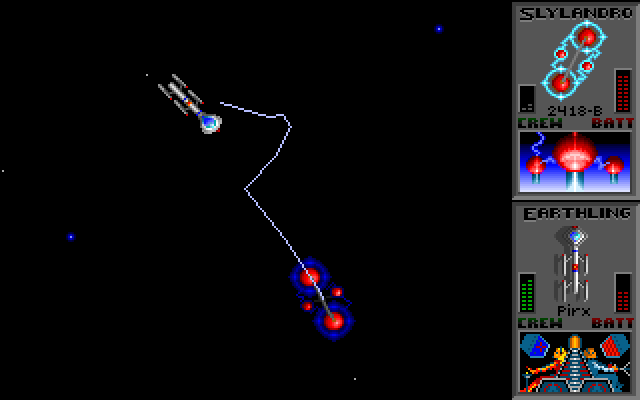 Star Control II IBM PC/Compatibles Screenshot: Battle with an alien probe.