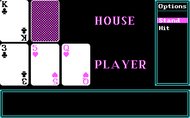 Uptown Gambler IBM PC/Compatibles Screenshot: Hit or stand?