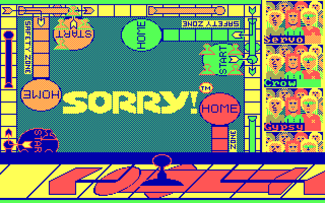 Sorry! IBM PC/Compatibles Screenshot: The blue piece moves around the board.