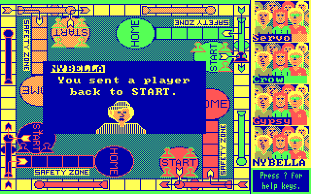 Sorry! IBM PC/Compatibles Screenshot: A player got sent back to start.