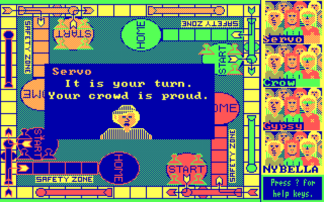 Sorry! IBM PC/Compatibles Screenshot: The first players turn.