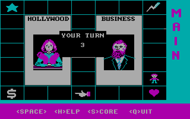 Fame & Fortune IBM PC/Compatibles Screenshot: Your turn; roll the dice!