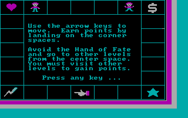 Fame & Fortune IBM PC/Compatibles Screenshot: Game overview.