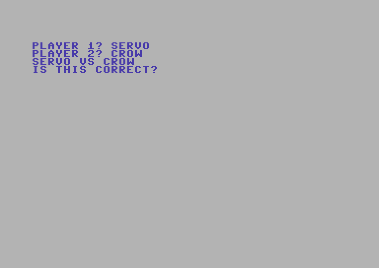 Switchbox Commodore 64 Screenshot: Setting up the players for a new game.