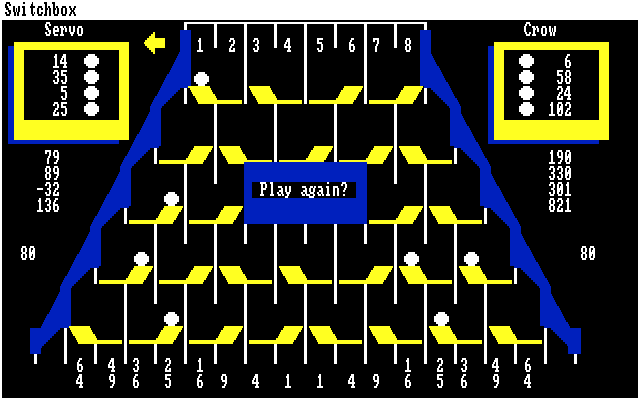 Switchbox Amiga Screenshot: Game over; play again?