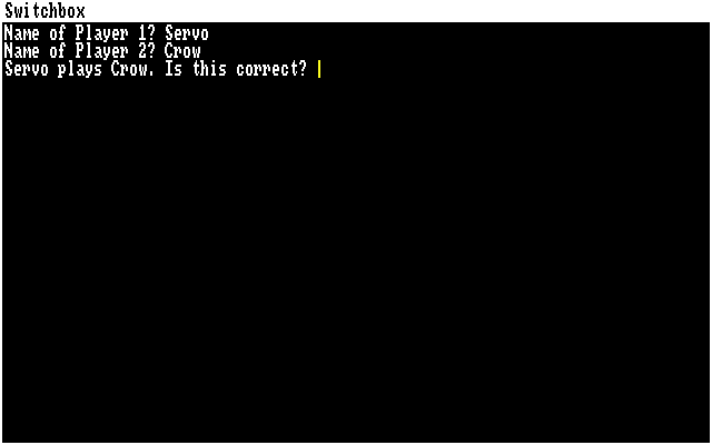 Switchbox Amiga Screenshot: First, enter the player's names.