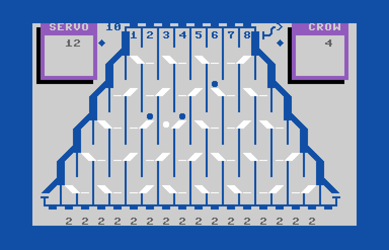 Switchbox Commodore 128 Screenshot: Balls falling towards the bottom...