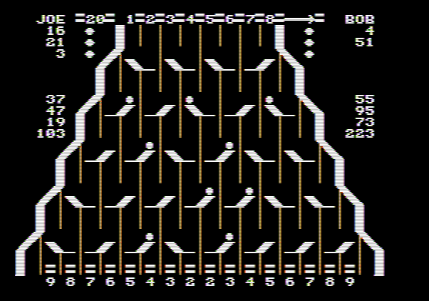 Switchbox Apple II Screenshot: There's a lot of balls on the playfield...what will your next move be?