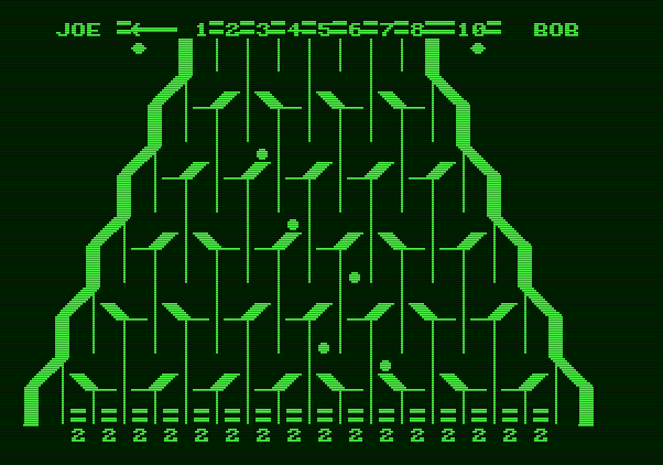 Switchbox Apple II Screenshot: Some balls cascade down the screen.