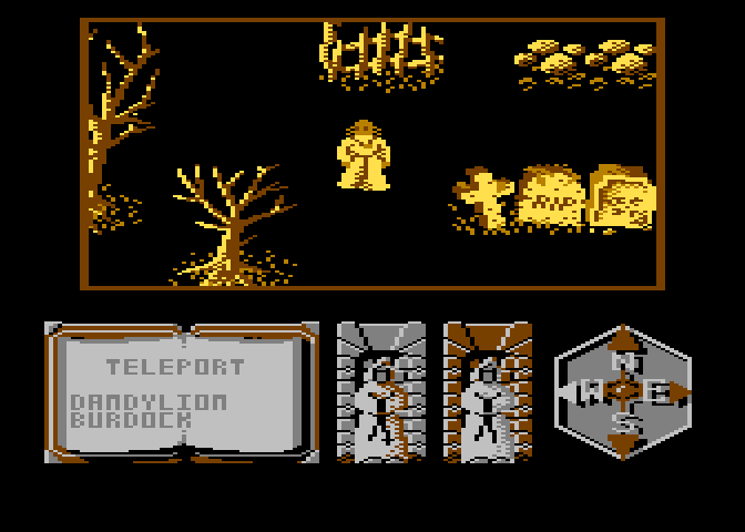 Feud Atari 8-bit Screenshot: Exploring the area...
