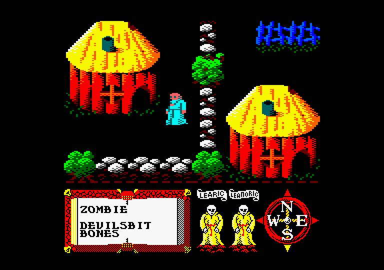 Feud Amstrad CPC Screenshot: Entering a village.
