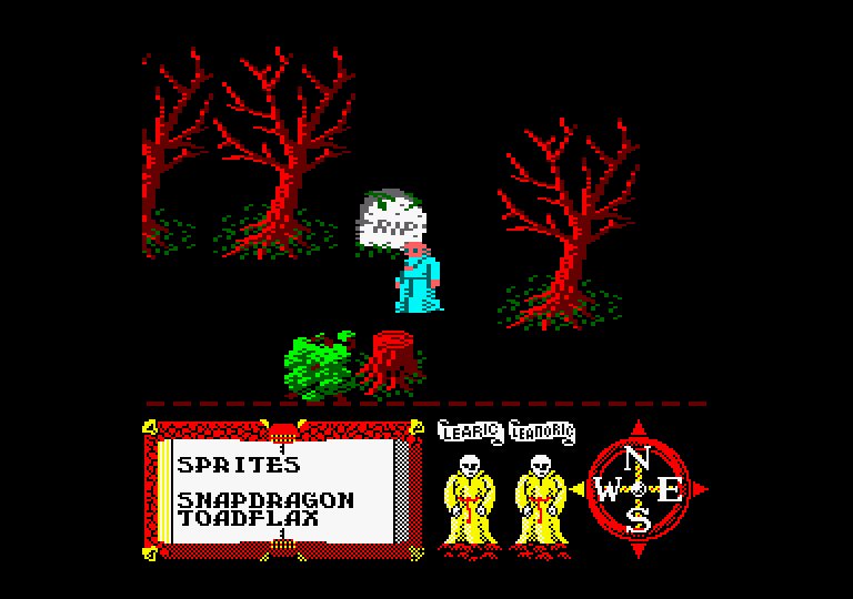 Feud Amstrad CPC Screenshot: This place is looking kind of spooky...
