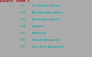 Galactic Gladiators for IBM PC/Compatibles - There are different types of teams to select from.