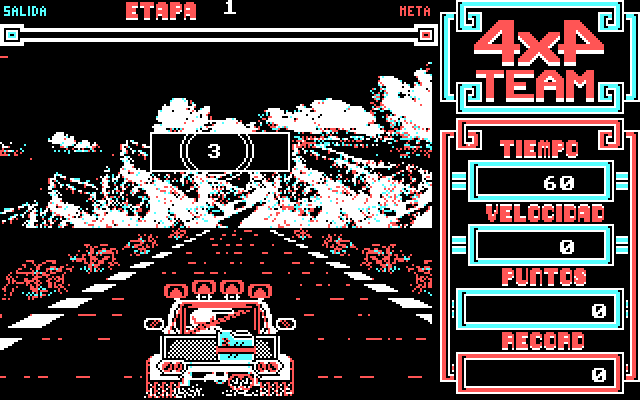 4x4 Team IBM PC/Compatibles Screenshot: Game start in 3...2...1...