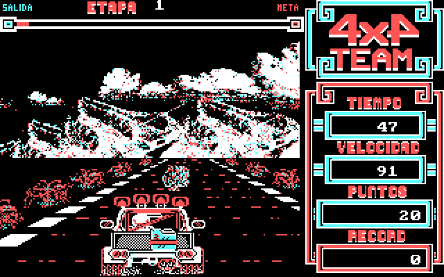 4x4 Team IBM PC/Compatibles Screenshot: Game start; avoid the obstacles!