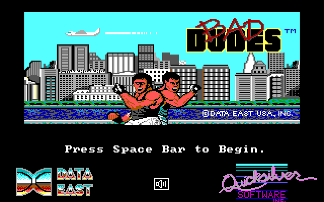 Bad Dudes vs. Dragon Ninja IBM PC/Compatibles Screenshot: Title screen.