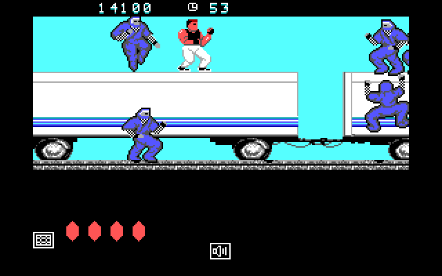 Bad Dudes vs. Dragon Ninja IBM PC/Compatibles Screenshot: Uh oh, the player is surrounded!