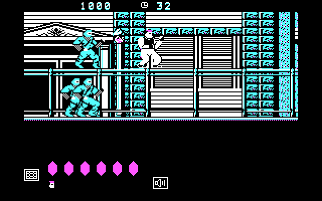 Bad Dudes vs. Dragon Ninja IBM PC/Compatibles Screenshot: An attack from behind!