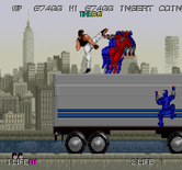 Bad Dudes vs. Dragon Ninja for Arcade - On to the second level...on top of a moving truck!