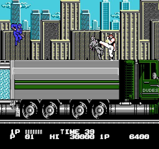 Bad Dudes vs. Dragon Ninja NES / Famicom Screenshot: There's the front of the truck which means I'm almost to the end of the level.