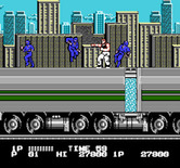 Bad Dudes vs. Dragon Ninja for NES / Famicom - Stage 2 takes place on top of a moving truck.