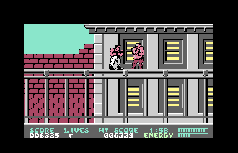 Bad Dudes vs. Dragon Ninja Commodore 64 Screenshot: Boss at the end of the first level.