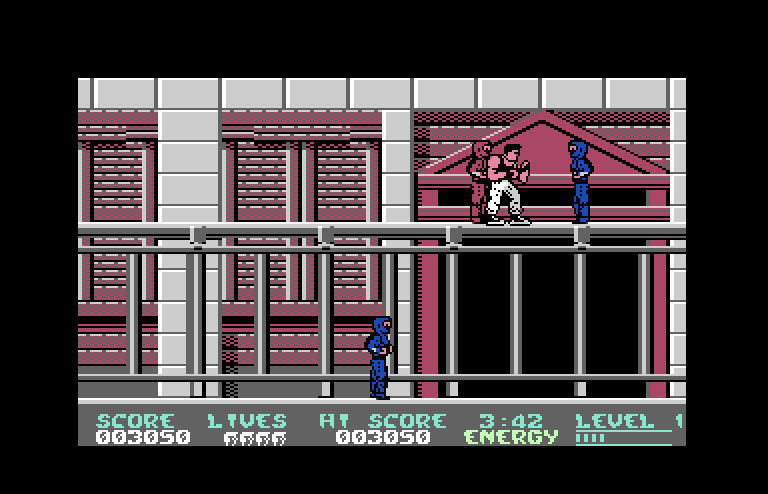 Bad Dudes vs. Dragon Ninja Commodore 64 Screenshot: Ah, I'm surrounded!