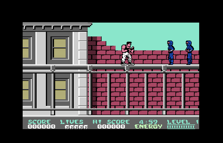 Bad Dudes vs. Dragon Ninja Commodore 64 Screenshot: Game start.