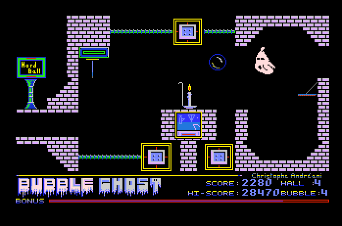 Bubble Ghost Apple IIgs Screenshot: The obstacles become increasingly complex.